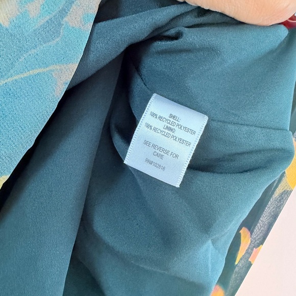 Garnet Hill A-Line Skirt - Teal and Yellow Floral Sz 4 - Picture 4 of 5